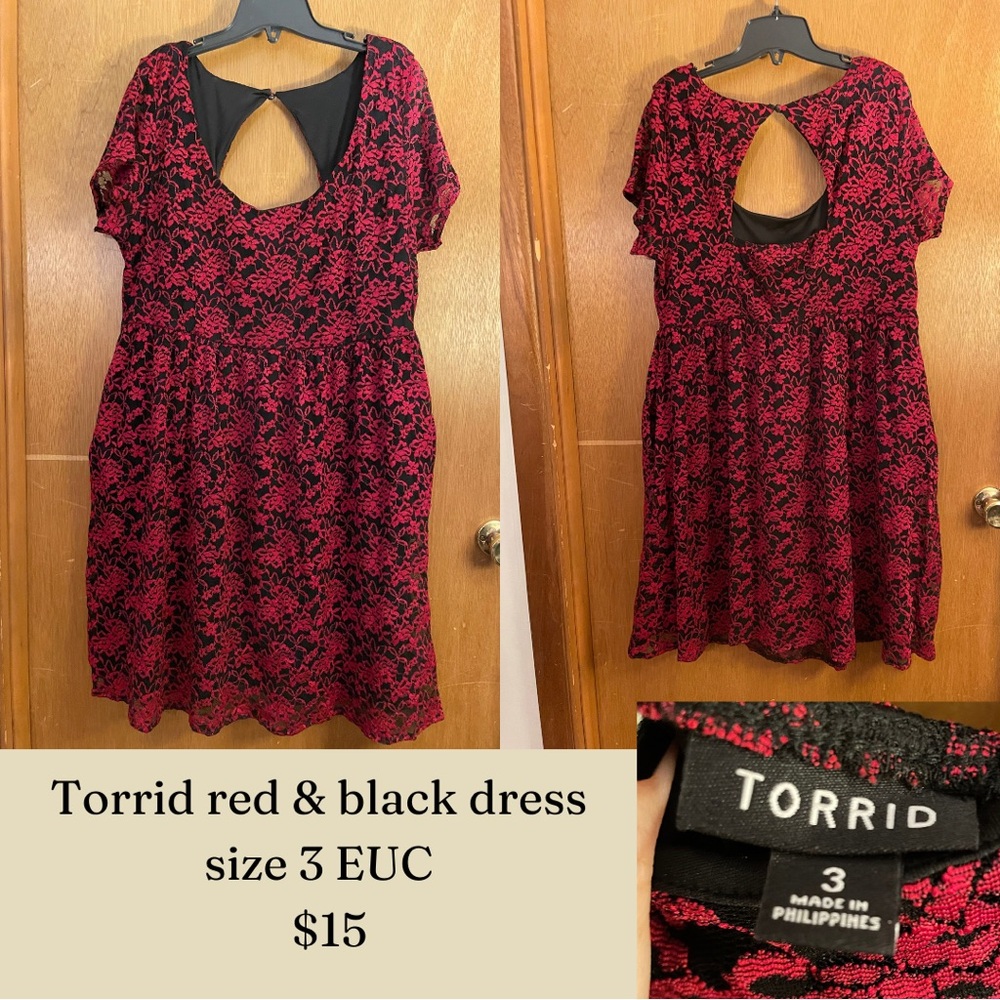Torrid red & black lace dress